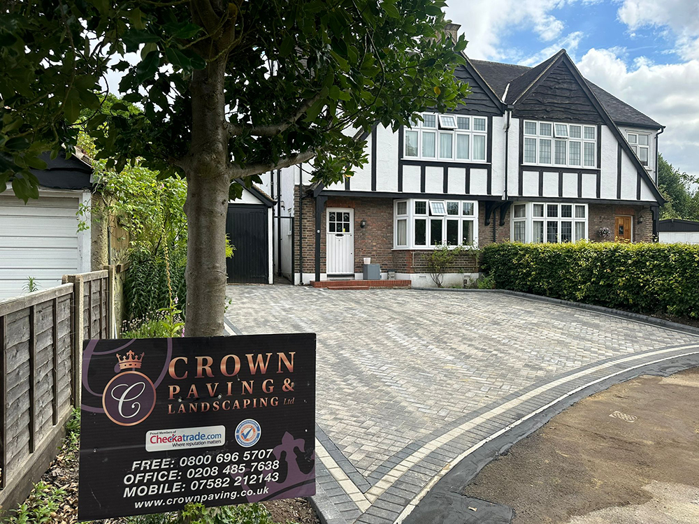 Completed block paving driveway