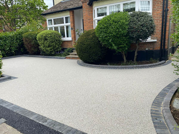 New grey resin driveway